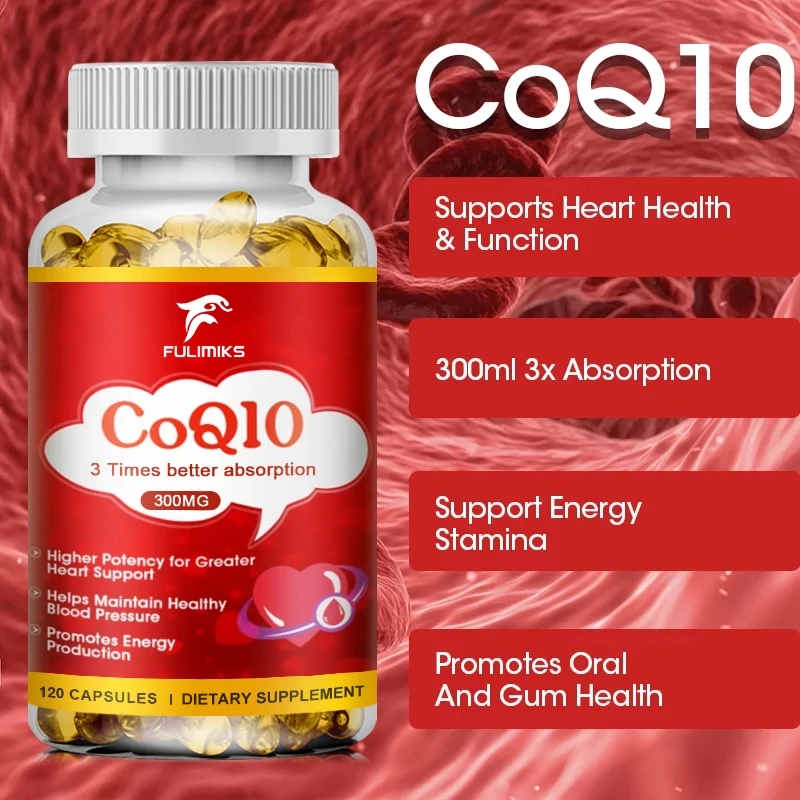 CoQ10 300mg | Coenzyme Q-10 | 3x Better Absorption, Vitamins and Supplements , 2/4 Month Supply, 60/120 Count