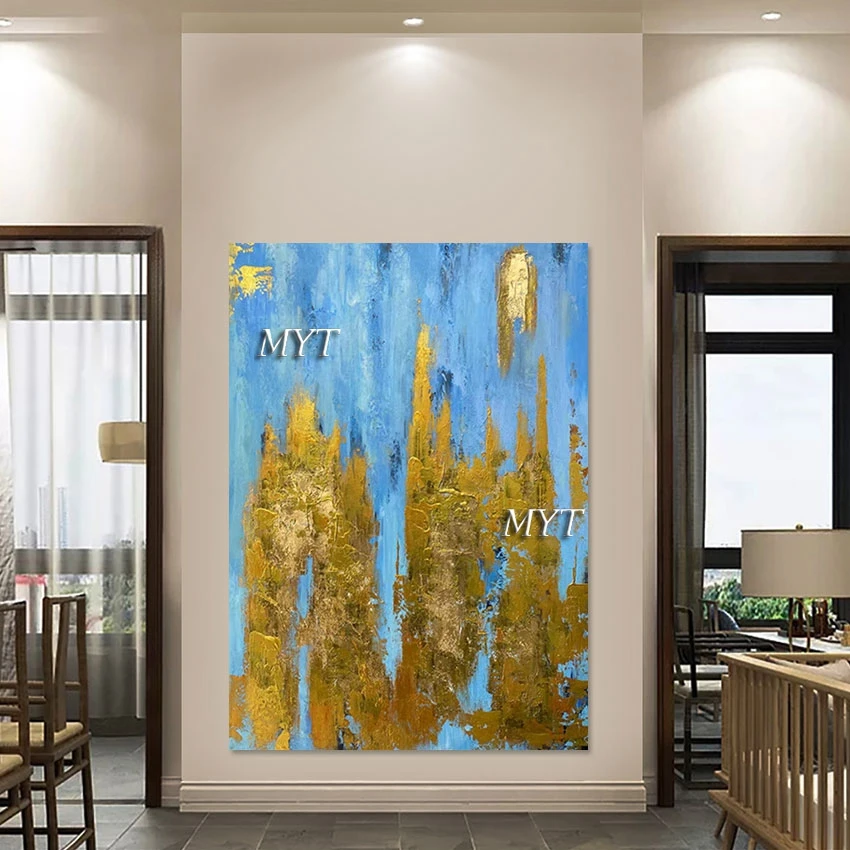 Thick Gold Foil, Simple Design, Handmade Abstract Oil Painting, ,Unframed, Artwork Canvas, Luxury Home Decor,Wall Picture Art