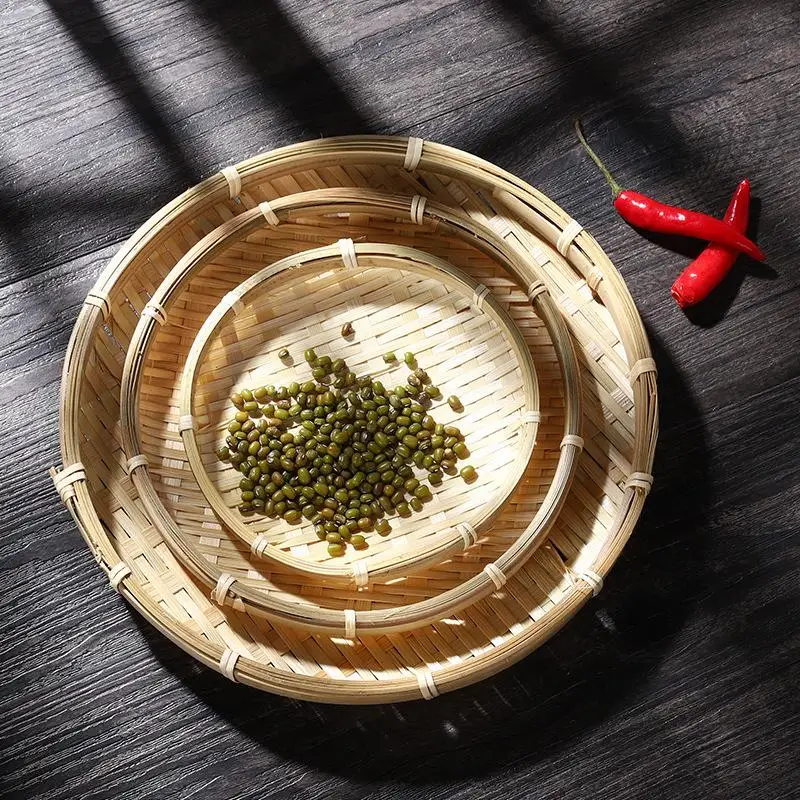 Hand-woven Natural Bamboo Trays And Winnowing Baskets Are Suitable For Storing And Holding Food And For Home Decoration
