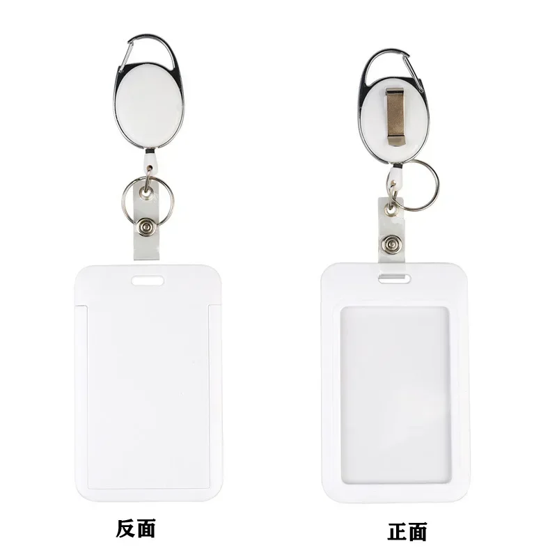 1 Set Simplicity Fashion Worker ID Card Holder with Badge Reel Clip Black White Color Retracale Employee ID Card Cover Case