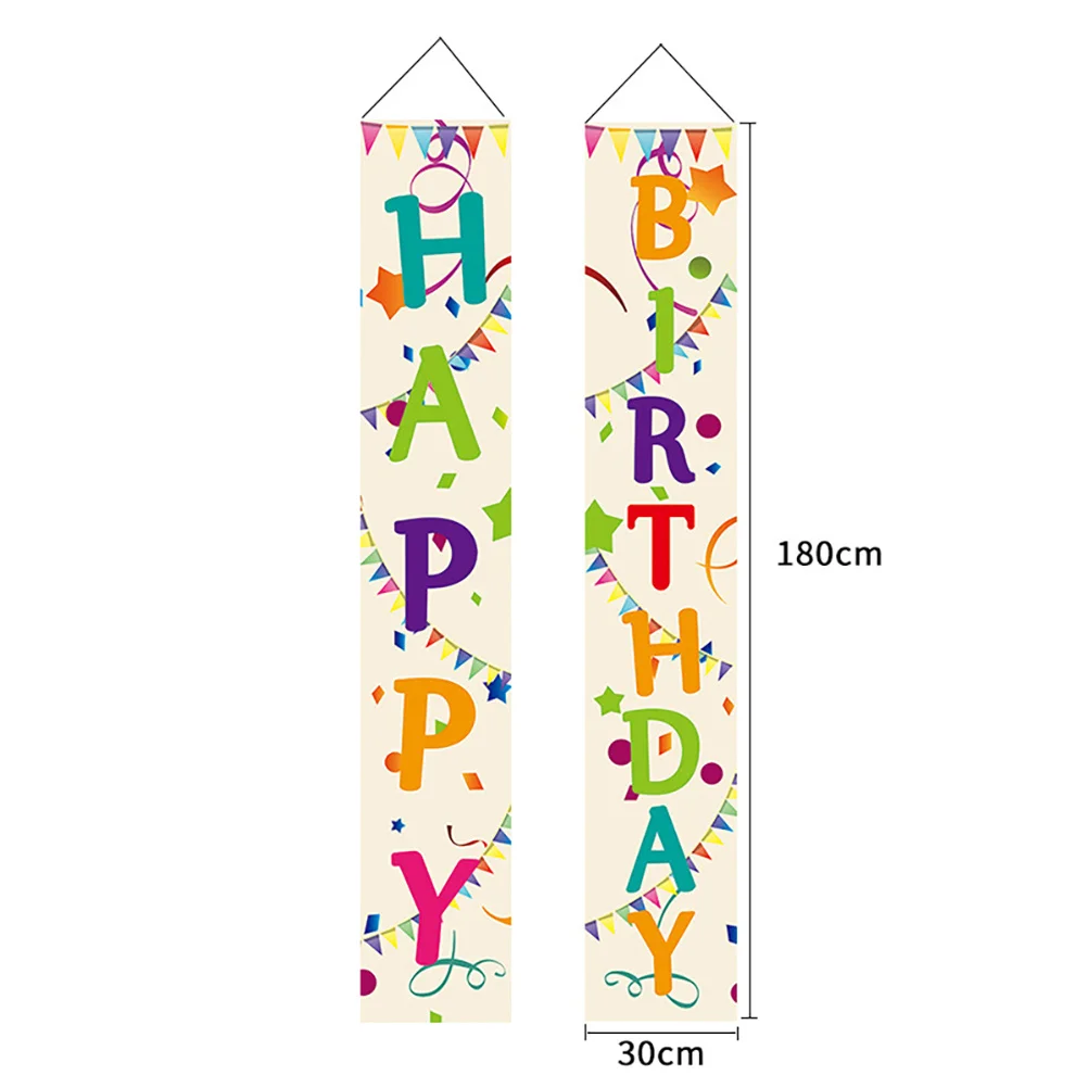 

1Pair Birthday Party Door Curtain Hanging Decor Colorful English Letters Porch Sign Photo Prop Creative Celebration Banner
