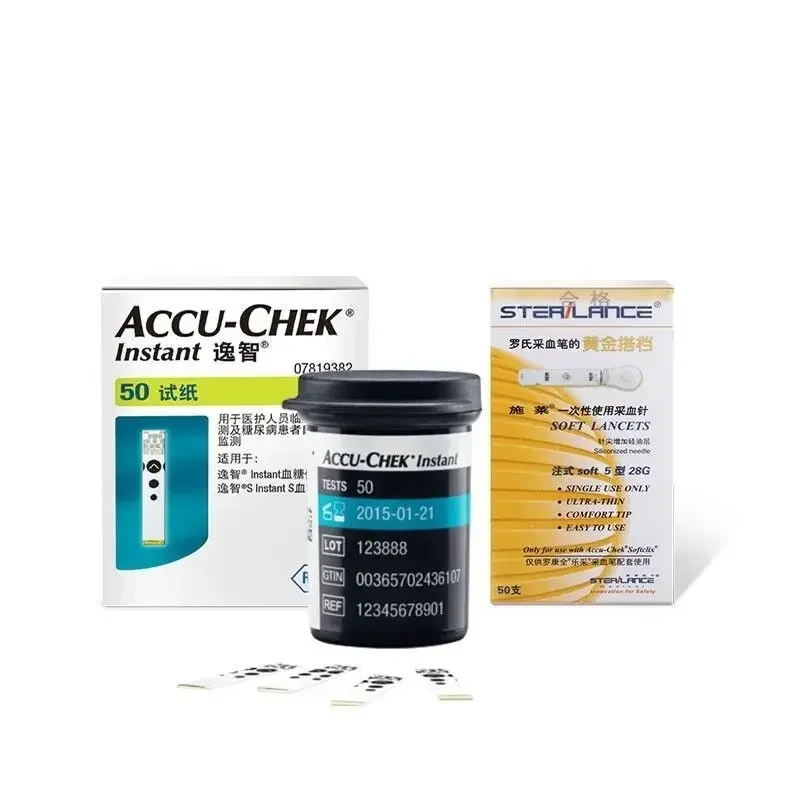 ACCU Chek Roche Anında Diyabet Glikoz Accu Chek Glikoz Test Şeritleri Ücretsiz Kan Toplama İğnesi kan şeker test makinesi gatos