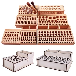 Carving Punching Tools Holder Organizer 46/98 holes Pine Wooden Leather craft Rack Stand Storage Box Storing Leather Tool DIY