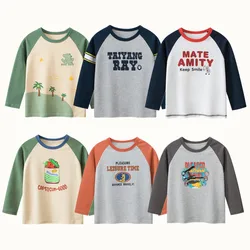 Autumn Kids Cute Long Sleeve T-Shirts Clothes 100% Cotton Dinosaur Panda Cartoon Tops Boys Girls Tees Bottoming Shirts