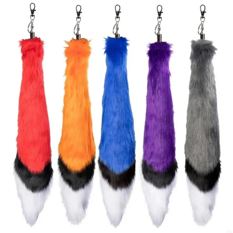 77HE Tail Keychain Wolf Tail Keyring Cosplays Toy Foxes Costume Bag Ackings Charm