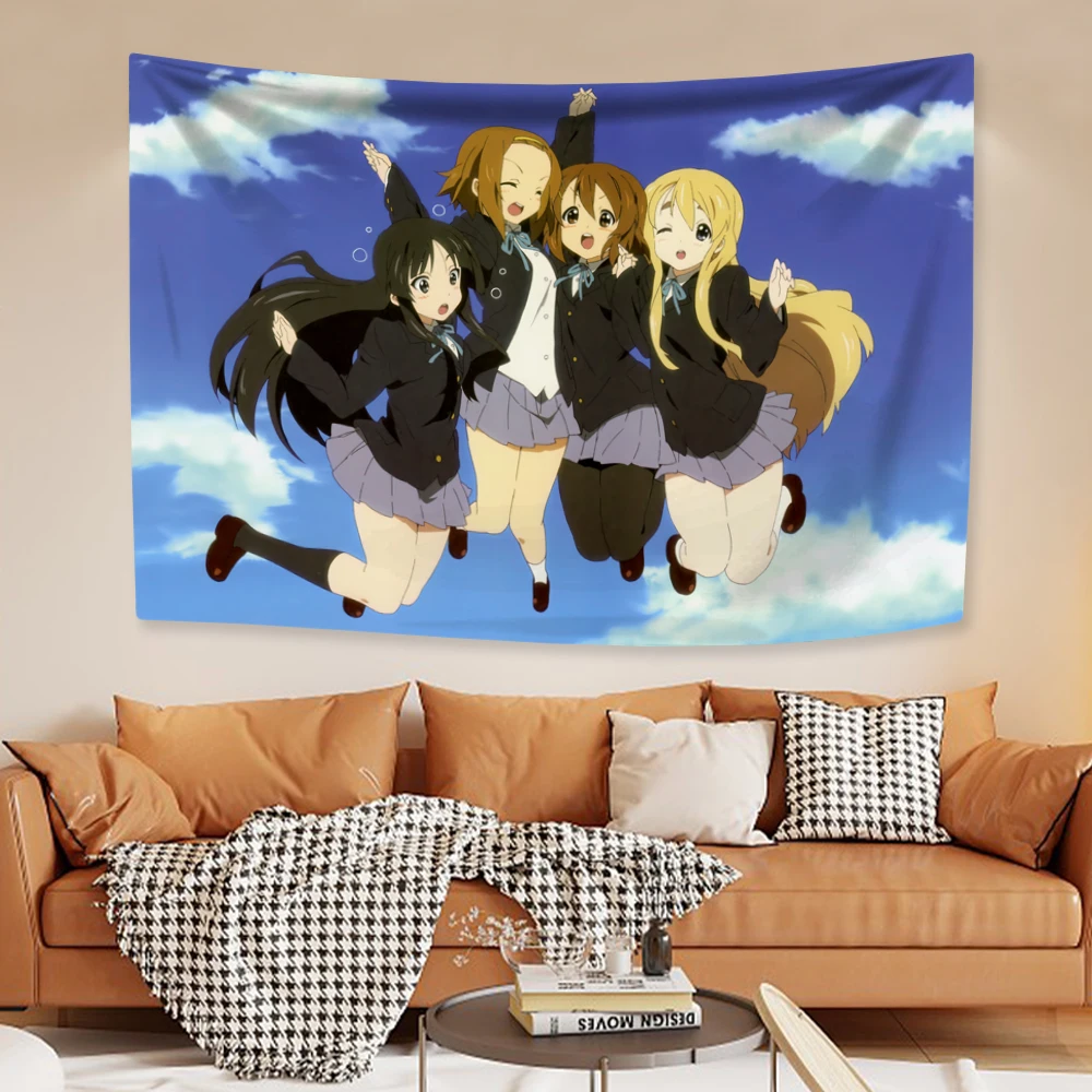 Japanese Anime Wall Hanging Tapestry Kawaii New K-ON! Cartoon Home Decoration Aesthetics Bedroom Dormitory Background