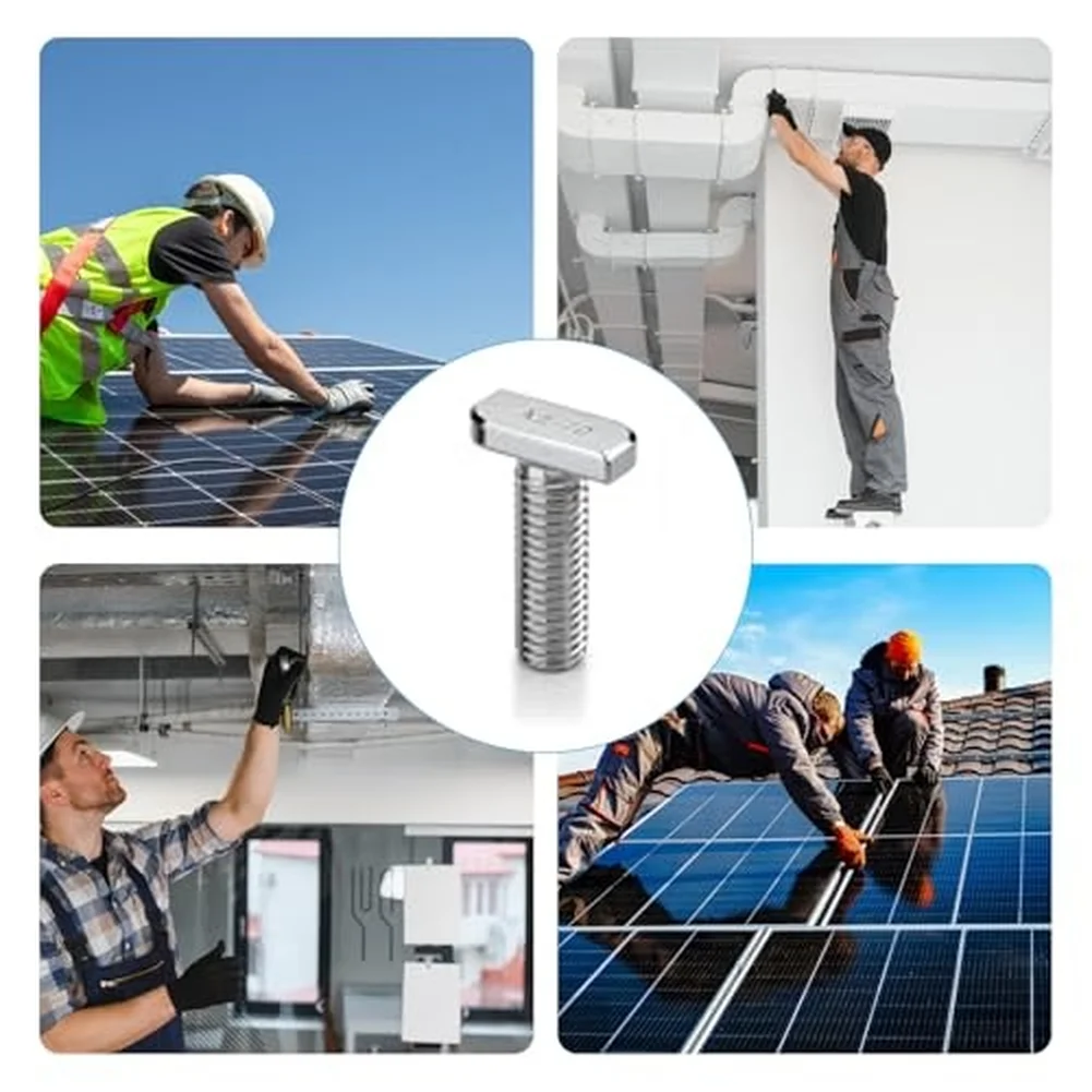 20pcs M8x20 T Slot Bolts Stainless Steel T-screws For Photovoltaic Rail Systems Robust Support For Sun Power Panel Frames