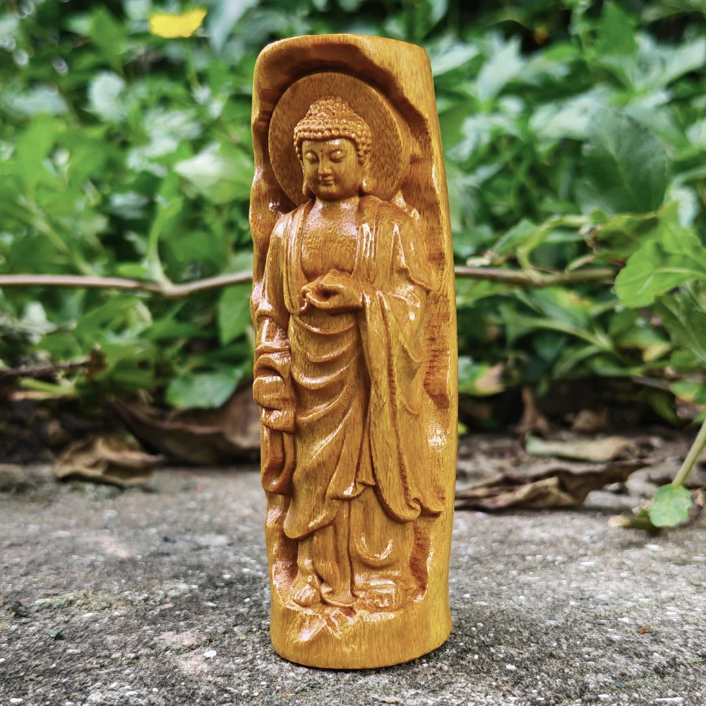 Hand-Carved Wooden Buddha Statue Ornament, Zen Style, Modern Style, Suitable for Bedroom, Centerpiece Decoration, Office, Back-To-School Season Gift, New Year Gift, Birthday Gift, Study Room