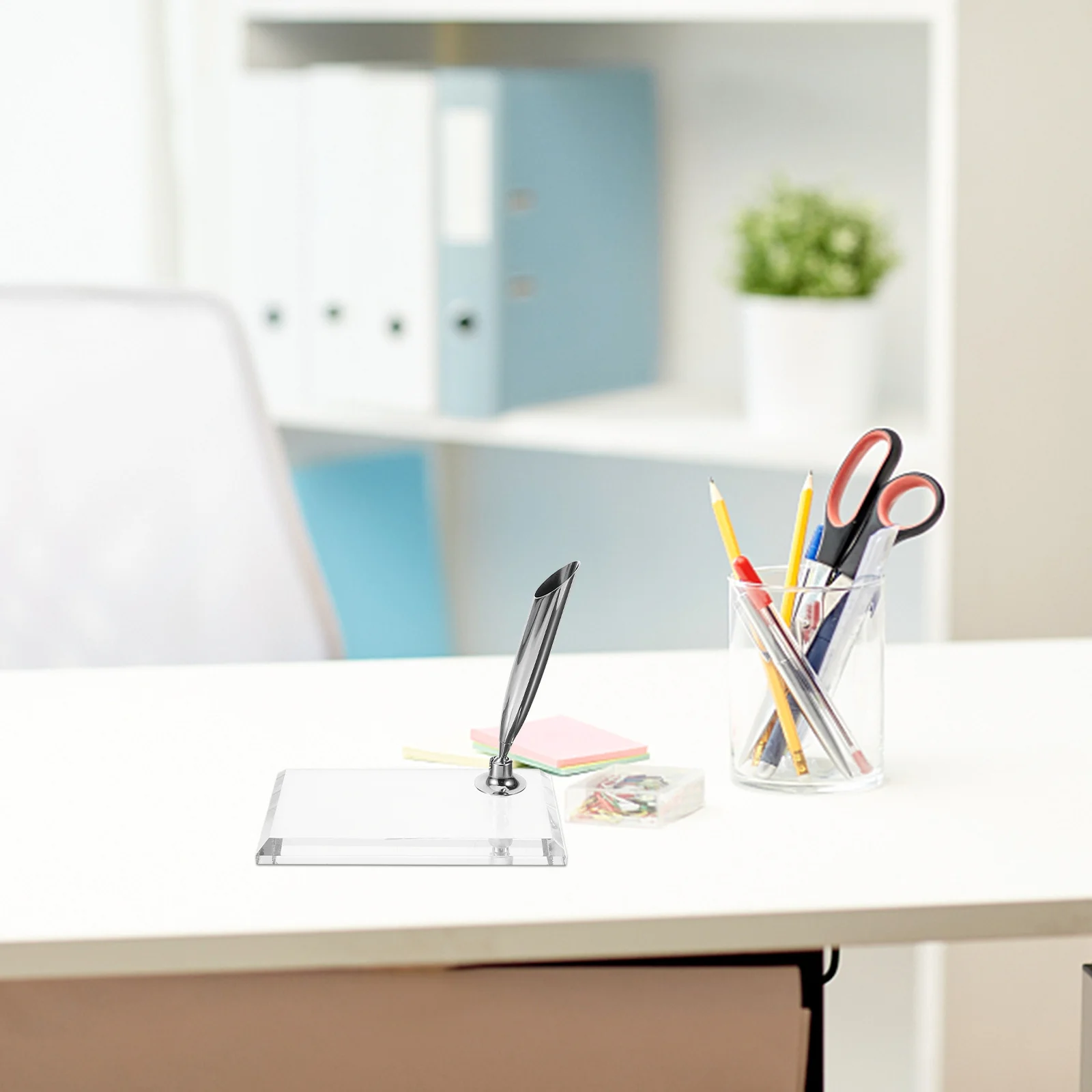 

Dip Holder Acrylic Single Stand For Desk Office Vintage Style Pen Base Storage Rack Pen Organizer