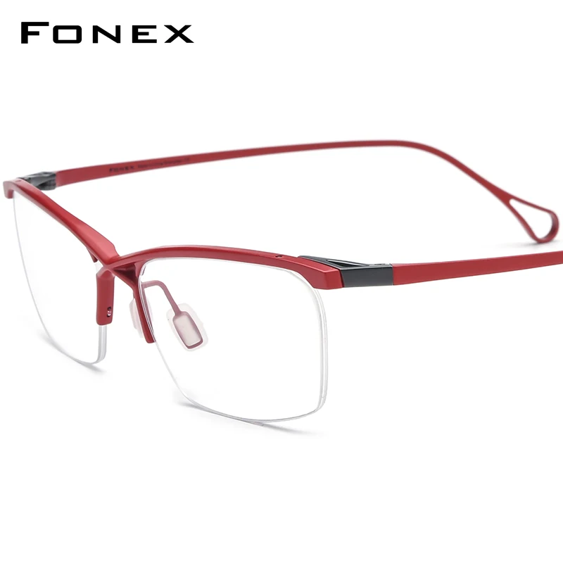 

FONEX Titanium Glasses Frame Women 2023 New Men Semi Rimless Square Eyeglasses Half Frame Eyewear F85757