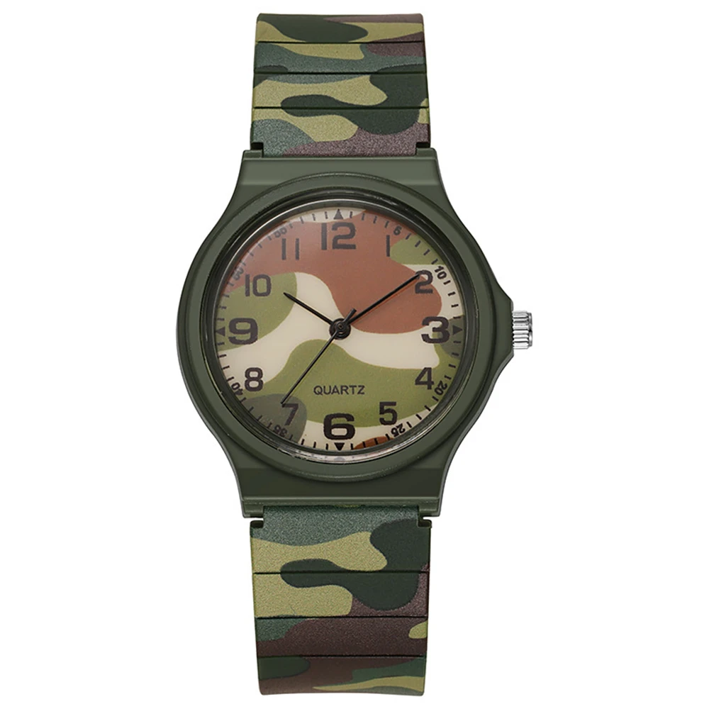 Eenvoudig Trendy Camouflageband Quartz Studentenhorloge