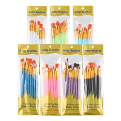 10pc Pinsel Set Nylon Malerei Pinsel Kurze Stange Öl Acryl Pinsel Aquarell Stift Hohe Qualität Professionelle Kunst Liefert