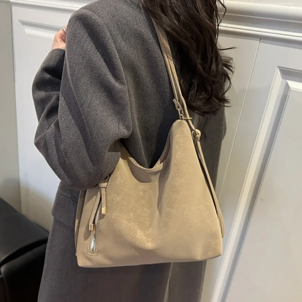 

Fashion Solid Color WomenTote Bag Large Capacity PU Leather Single Shoulder Bag Waterproof Lightweight Shopping Handbag Work