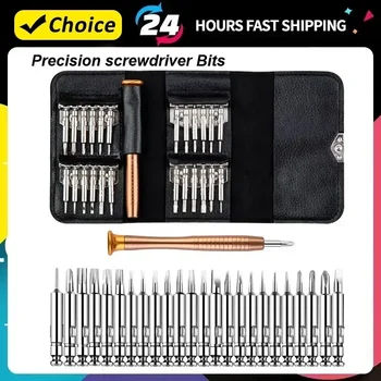 Mini juego de destornilladores de precisión 25 en 1, Kit de herramientas de reparación de apertura de destornillador Torx electrónico para iPhone, cámara, reloj, tableta y PC 1
