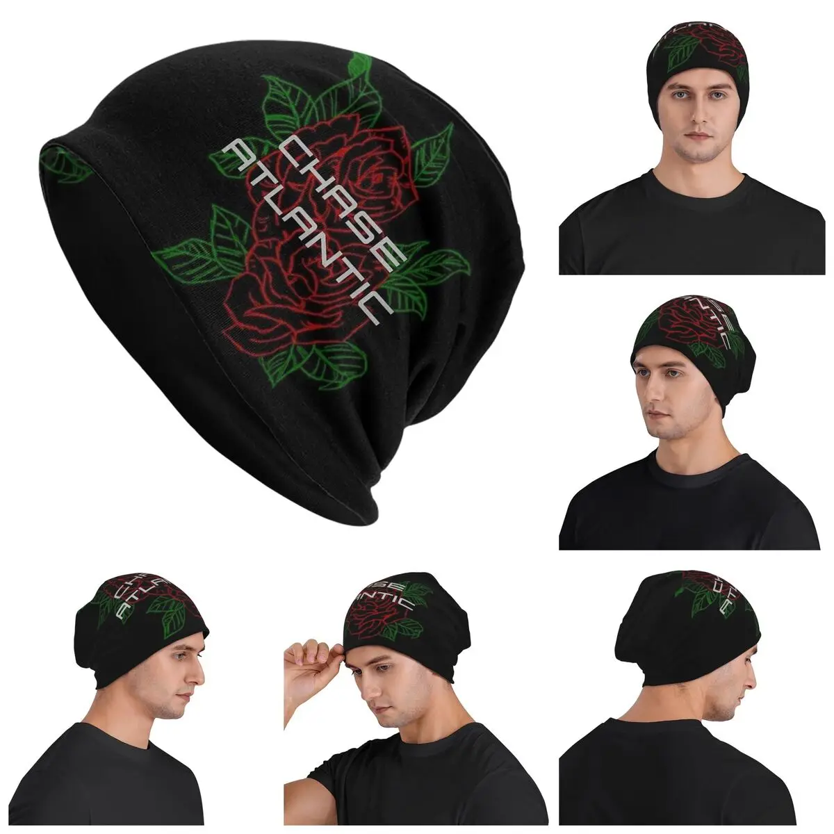 Chase Atlantic Rose Logo Unisex Adult Beanies Caps Knitting Bonnet Hat Warm Hip Hop Autumn Winter Outdoor Skullies Hats