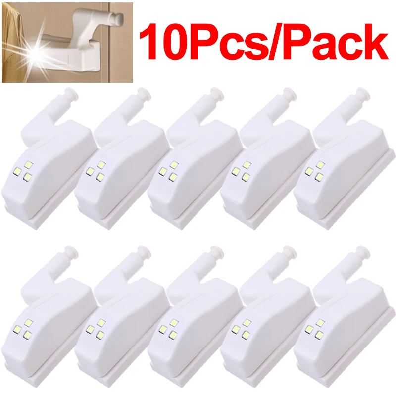 

1/10Pcs 3 Leds Hinge Light Battery Power Under Cabinet Night Lights Cupboard Closet Wardrobe Kitchen Bedroom Door Sensor Lamps