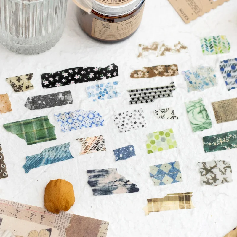 5*200cm 1 Rolle Vintage Botanisches Washi-Tape, Stoff-Textur Wiederholungsmuster, Künstlerische Journal-Dekorationen