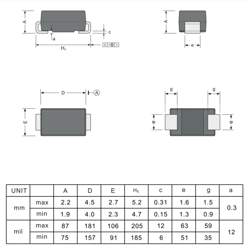 10PCS/LOT SS12 SS14 SS16 SS110 SS24 SS26 SS210 SS34 SS36 SS310 SS320 SS54 SS56 SS510 SMA/DO-214AC Patch Schottky diode