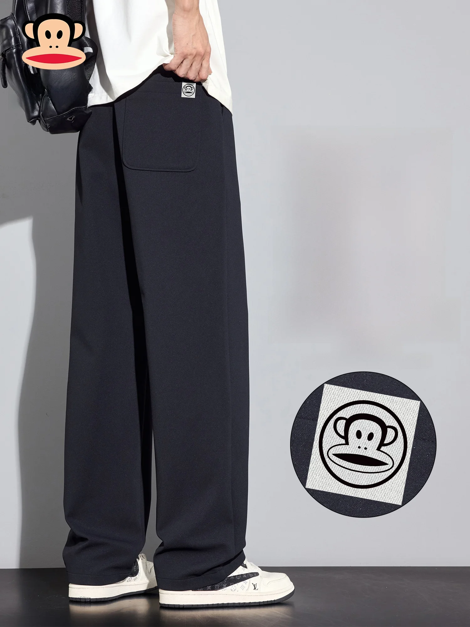 

PaulFrank Spring 2026 American Casual Brand Loose Straight Leg Pants Men's Drapey Wide Leg Trousers Comfortable Loose Fit