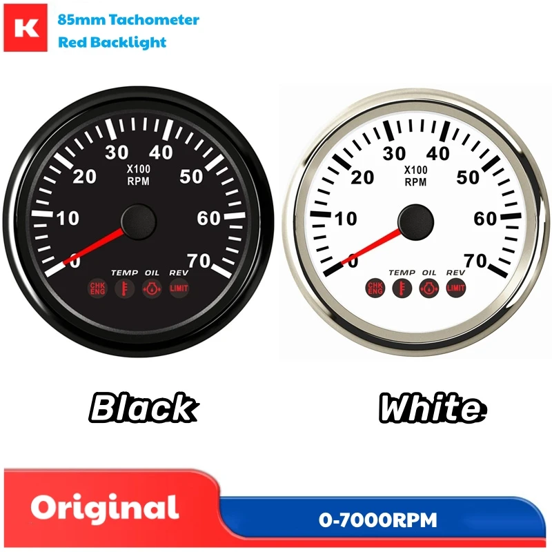 

Дисплей тахометры 85 мм, 0-7000 об/мин, красная подсветка с функцией сигнализации температуры и давления масла в минуту для автомобиля, лодки