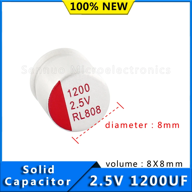 10PCS 2.5V 1200 uf capacitor New Motherboard Graphics Card Solid Capacitor 2.5v1200uf Solid Electrolytic Capacitor Super Low ESR