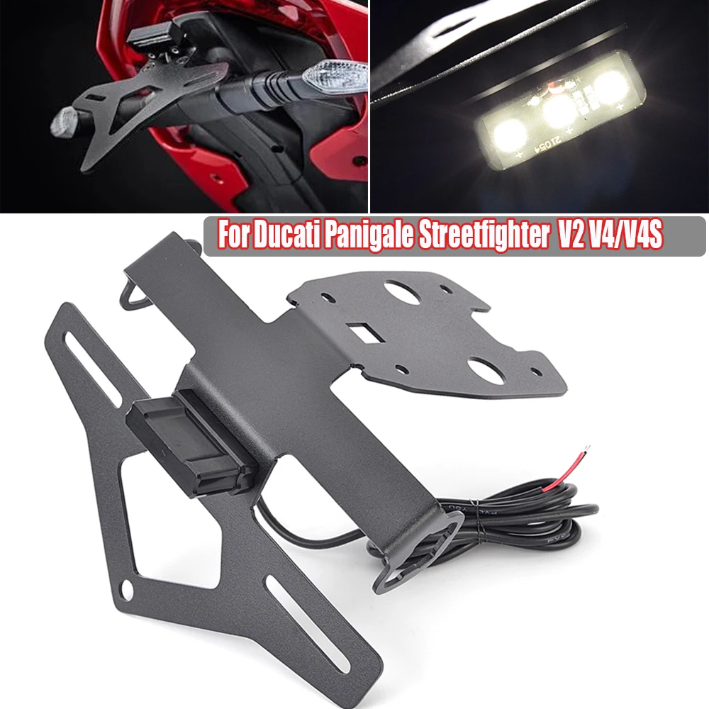 

Для DUCATI Panigale V4 V4S Streetfighte V4 V2 2025+ держатель номерного знака, кронштейн, светодиодный светильник, хвостовое аккуратное крыло, мотоцикл
