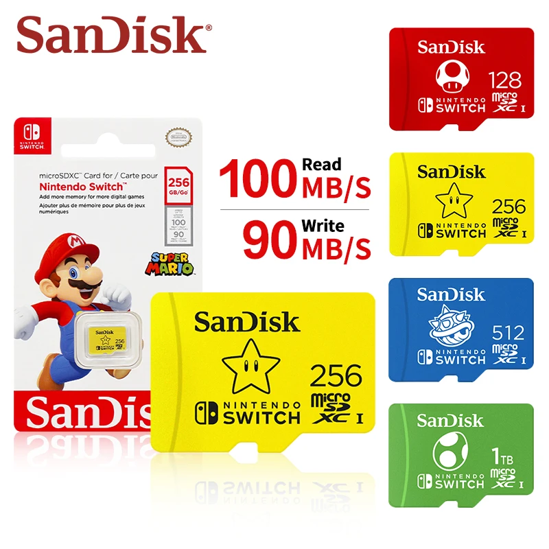 

Карта памяти SanDisk microSDXC для Nintendo Switch U3 4K Micro SD Card 1TB 512GB 256GB 128GB Up to 100Mb/s Flash TF Card для игр