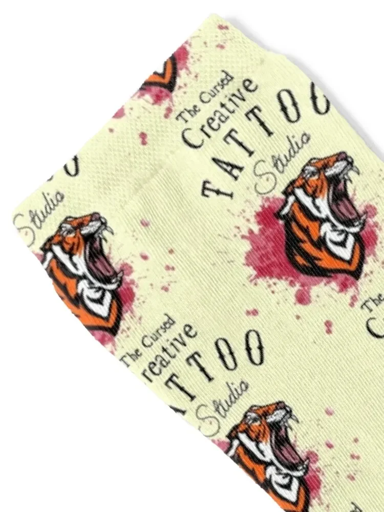 Tattoo Studio Tiger (Yellow) Socks hip hop funny sock loose Designer Man Socks Women's