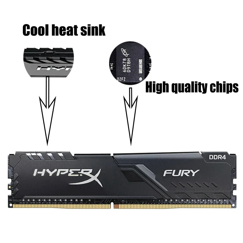 Hyperfury-デスクトップRAM,ddr4,16gb,32gb,2133mhz,2400mhz,2666mhz,3200 mhz,udimm,PC4-19200, 21300, 25600