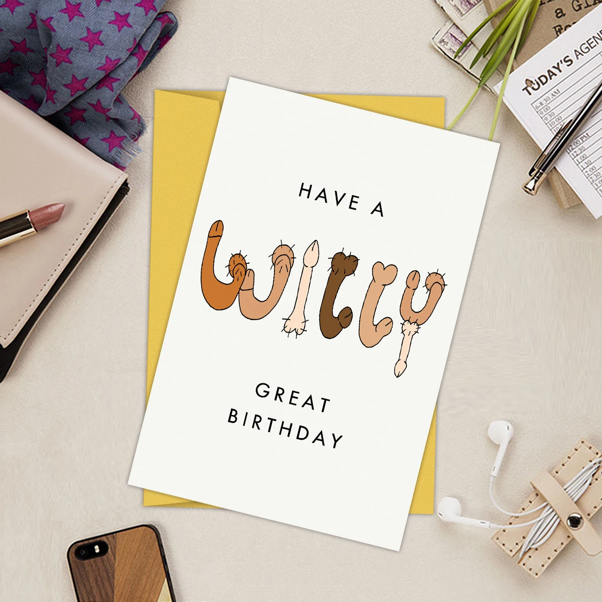 1 قطعة بطاقة عيد ميلاد وقح للنساء والرجال ، عيد ميلاد ويلي العظيم ، بطاقة تهنئة مضحكة ، الفكاهة صفيق بانتر الهجومية للأصدقاء الإناث