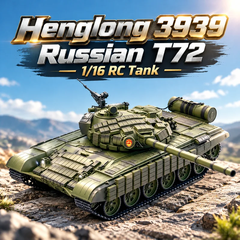 Hot Henglong 3939 Russian T72 7.0 1/16 Remote Control Infrared Main Battle Off-Road Metal Tracked Tank RC Smoke Model With Light