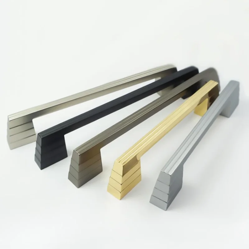 Modern Cabinet Handles Matte Black Kitchen Cupboard Pulls Bedroom Wardrobe Handles Zinc Alloy Furniture Hardware Clearance SALE