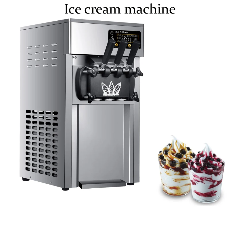 Commercial Ice Cream Machine 18-22L / H Yield 1100W  Countertop Soft Serve Ice Cream Maker Stainless Steel Cylinder