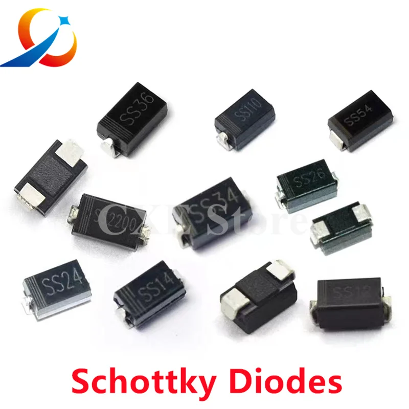 100PCS Rectifier Diode M1 M4 M7 SS12 SS14 SS16 SS24 SS34 SS36 SS110 SS210 SS310 US1M RS2M RS1M ES1D ES1J DO-214AC Schottkydiodes