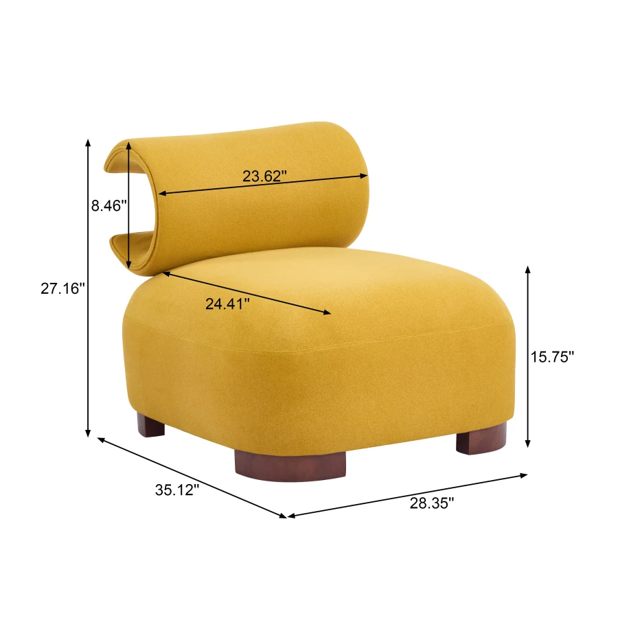 Modern Yellow Polyester Accent Chair for Living Room - Pet-Friendly, 330 lbs Weight Capacity, Stylish and Durable Design Modern
