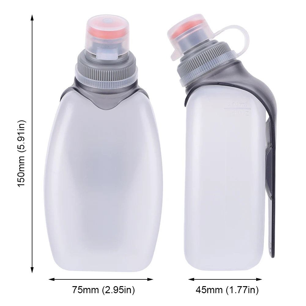 250ml Sports Water Bottle with Clip & Dustproof Lid Running Belt Bottle Sport Water Flask for Camping Cycling Marathon