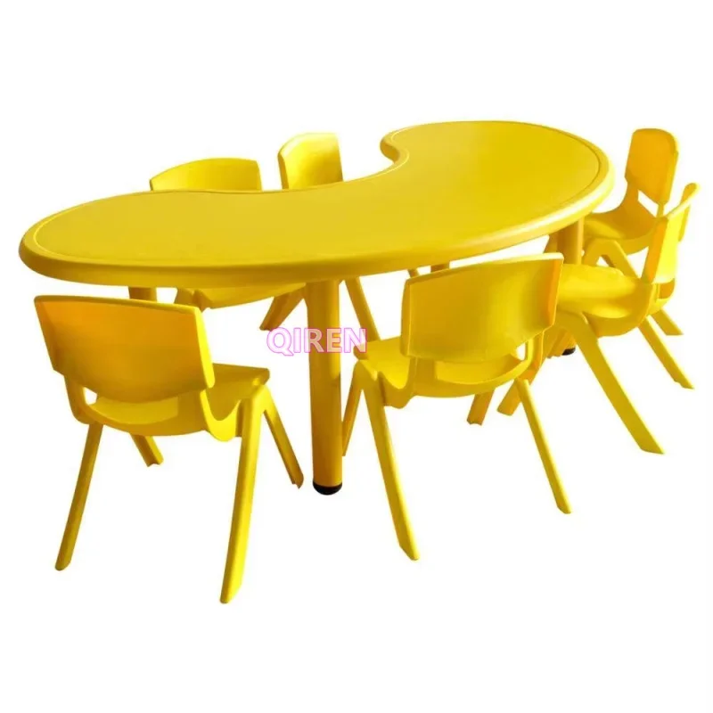 Kindergarten moon desk plastic children's study table Durable Table Kindergarten Furniture For kids