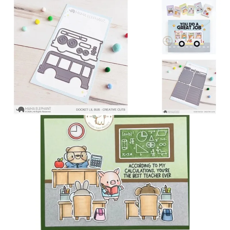 Compass Ruler Pencil Protractor Calculator Metal Cutting Dies and Clear Stamps Cut Die Mold Blade Knife Punch Scrapbook Paper