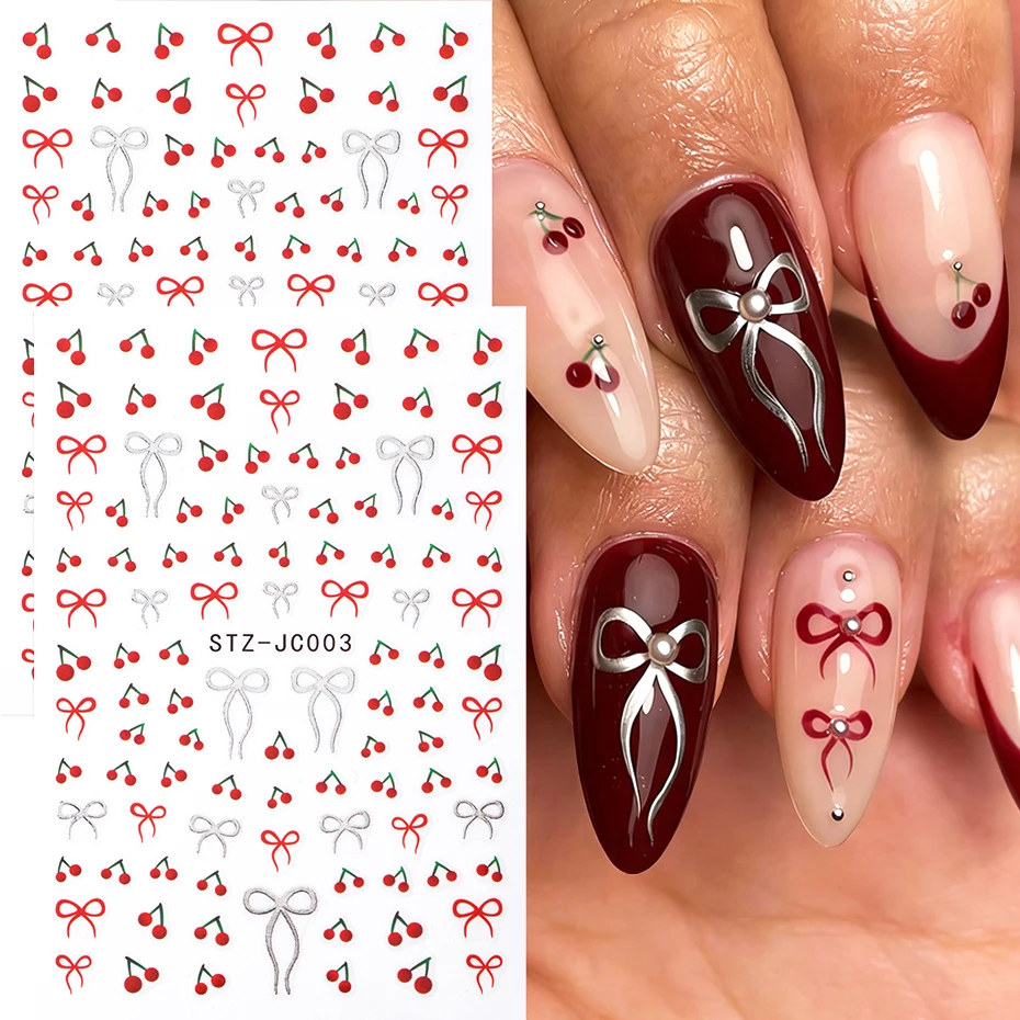 2 Stück Kirschblüten-Nagelkunst-Aufkleber, florale Frühlings- und Sommer-Nagelsticker, selbstklebende Nagelkunst-Dekorationen für Maniküre