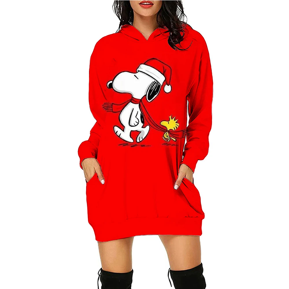 New Christmas Snoopy Printed Hoodie Sportswear Women\'s Christmas Printed Hoodie Dress Casual Fashion Street Women\'s Wear