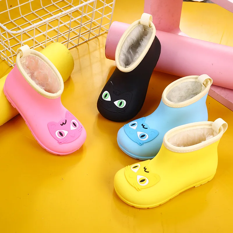 Botas De Lluvia Plush Rubber Boot for Children Winter Warm Boy Rain Shoe Anti Slip Girl Rain Boot Infant Kid RainGallop Kid Shoe