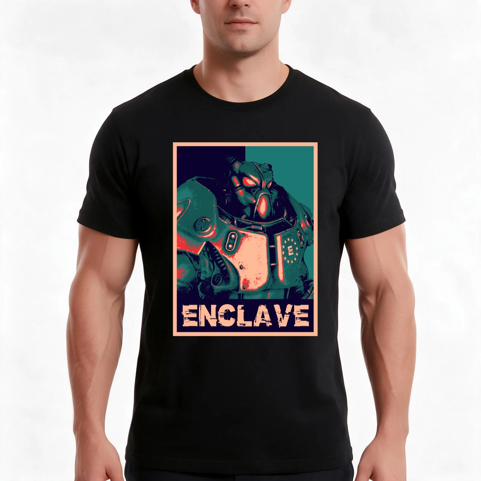 Enclave T-Shirt, Summer Casual Cotton Tee, Oversized Streetwear Tops, Vintage Graphic Print, Loose Fit Short Sleeve, 100% Cotton