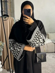 Abaya aperto ricamato per le donne Kimono intrecciato elegante Cardigan vestito islamico musulmano vestiti Dubai 2024 moda