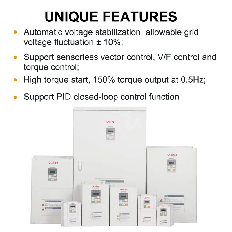 Anxinee Solar VFD DC 400V-800V Input And AC 3phase 380V Output Frequency Converter 0-600Hz For AC Water Pump Motor Inverter