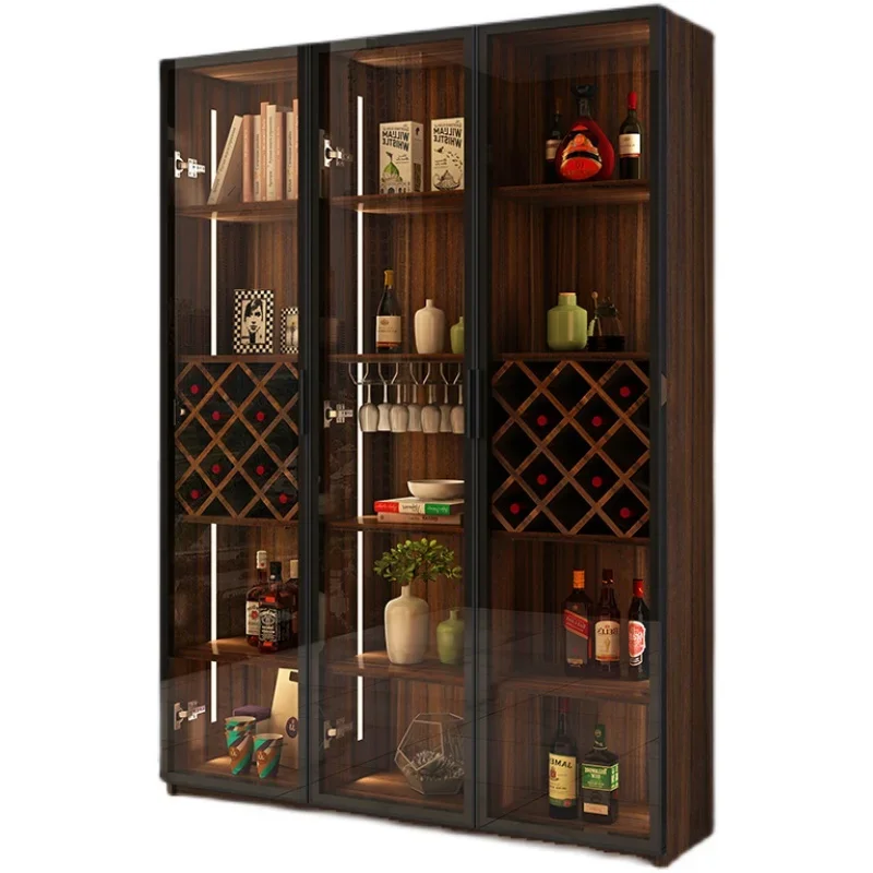 Custom wine cabinet glass door light luxury shelf