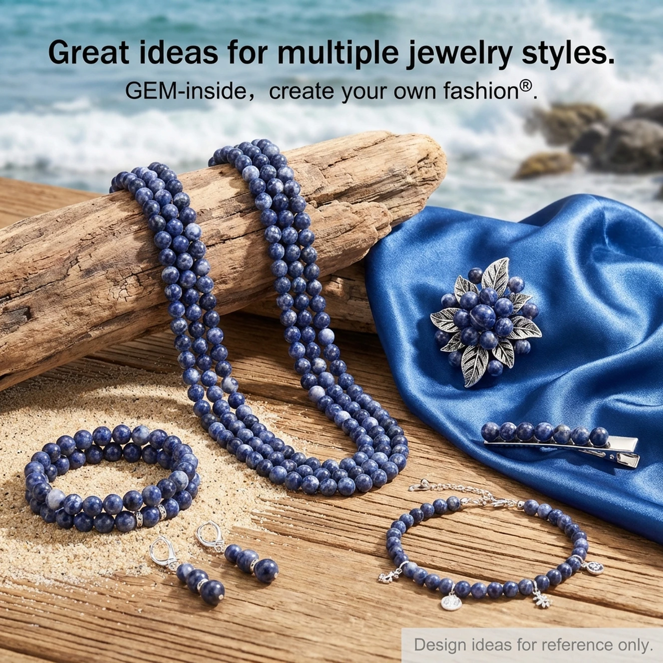 Natural Stone Blue Sodalite Round Loose Beads For Jewelry Making Strand 15\