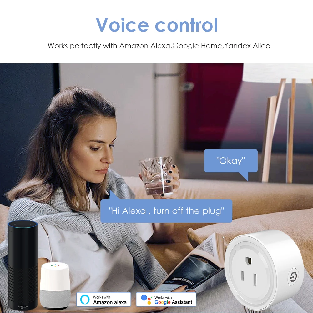 Tuya WiFi Smart Plug 10A/16A/20A US Smart Home Timing Socket Smart Life APP Control Voice Control Works With Alexa Google Home