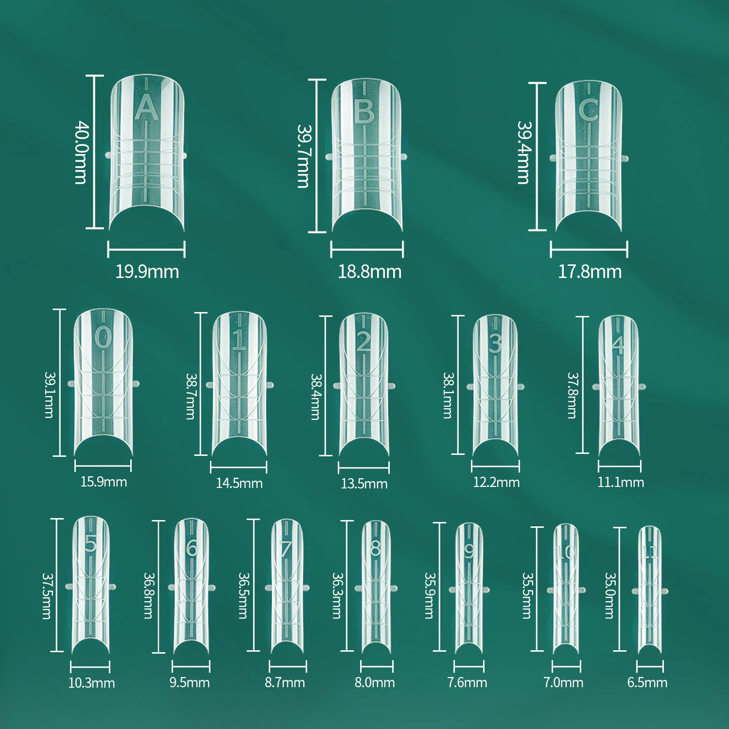 Nailpop 150 pezzi stampi per unghie a doppia forma di punta e unghie rosa trasparente 15 dimensioni con linea di posizionamento centrale estensione superiore del chiodo nail art