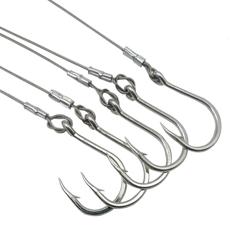 

20 Pcs Slow Jig Assist Hook Steel Wire Hook Catfish Sea Bass Surfing Fishing Steel Wire Lead Rotating Fishing Accessory