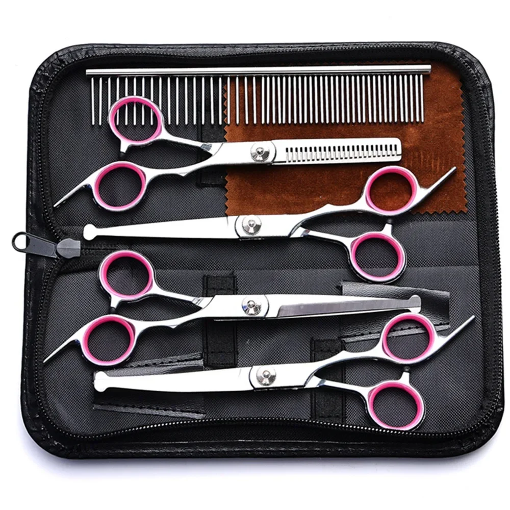 NONE 5-in-1 professionelles Fellscheren-Set für Hunde, Edelstahl-Haarausdünnungsschere für Hunde und Katzen mit runder Sicherheitsspitze für Haustiere 3